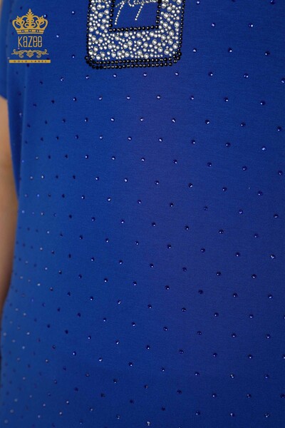 Bluză de damă cu ridicata cu piatră de cristal brodat Saks - 79347 | KAZEE - Thumbnail