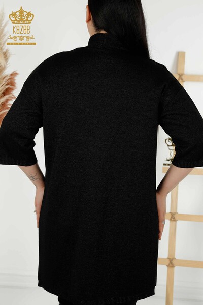 Cardigan cu ridicata pentru femei cu buzunar, negru - 30047 | KAZEE - 6
