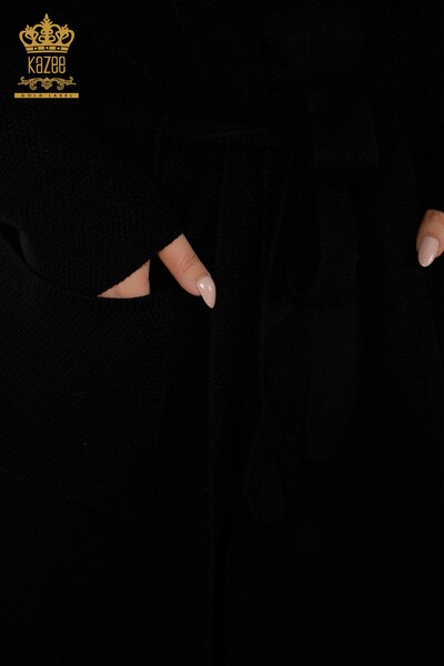 Cardigan cu glugă negru pentru femei - 19079 | KAZEE - Thumbnail
