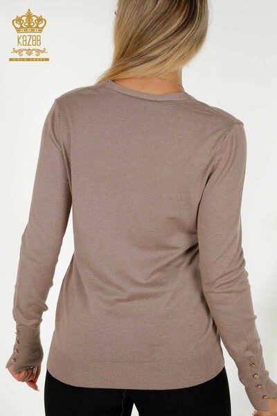 Cardigan de damă cu ridicata cu detaliu buton manșetă nurcă - 30136 | KAZEE - 6