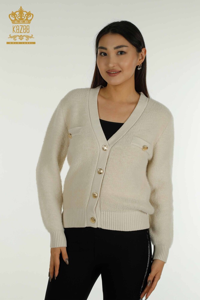 Cardigan cu ridicata pentru femei cu nasturi detaliat Stone - 30626 | KAZEE - 1
