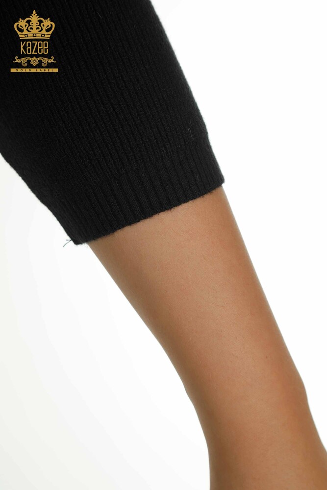 Cardigan cu ridicata pentru femei cu nasturi detaliat negru - 30366 | KAZEE - 8