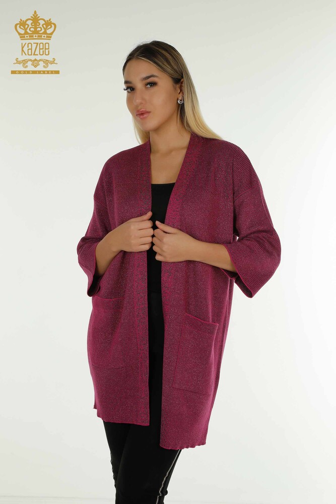 Cardigan de damă cu ridicata Glitter Transition Fuchsia - 30135 | KAZEE - 1