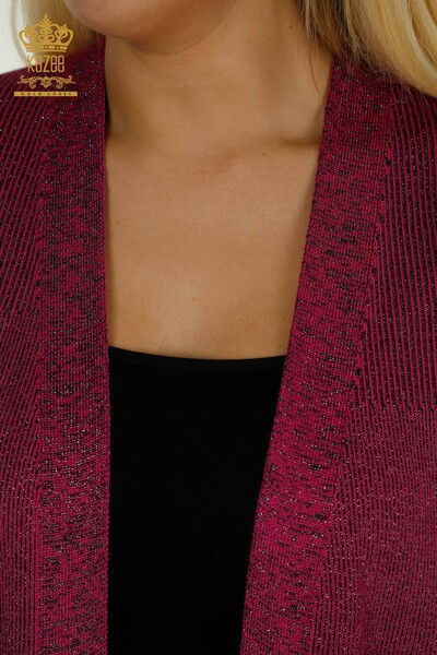 Cardigan de damă cu ridicata Glitter Transition Fuchsia - 30135 | KAZEE - Thumbnail