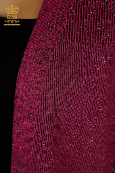 Cardigan de damă cu ridicata Glitter Transition Fuchsia - 30135 | KAZEE - Thumbnail