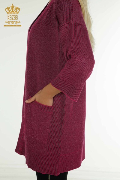 Cardigan de damă cu ridicata Glitter Transition Fuchsia - 30135 | KAZEE - 5