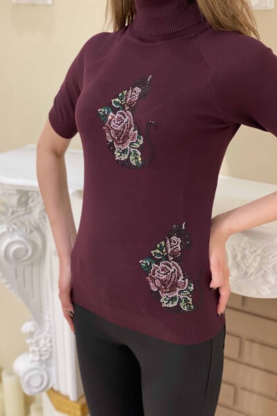 Tricotaj brodate cu model floral pentru femei -13752 | KAZEE - Thumbnail