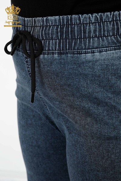 Pantaloni cu talie elastică pentru femei cu buzunare bleumarin - 3501 | KAZEE - Thumbnail