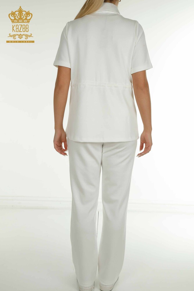 Set de trening triplu damă cu ridicata Button Detaliat Ecru - 17633 | KAZEE - 14