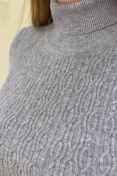 Tricotaj de damă cu ridicata cu mânecă scurtă cu gât - 16196 | Kazee - Thumbnail