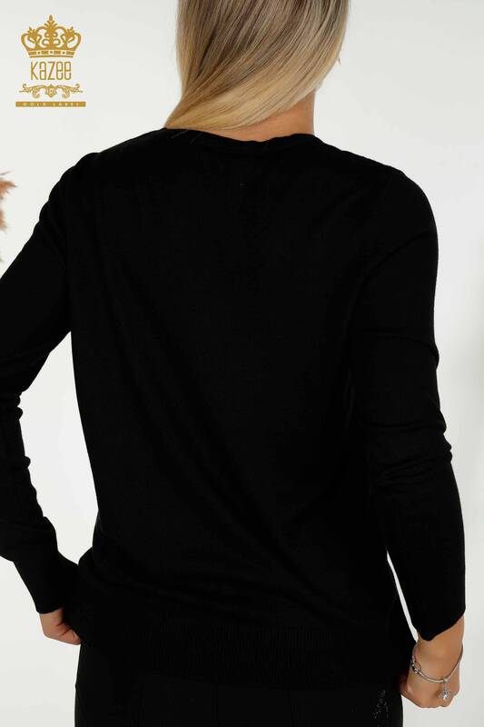 En-gros tricotaje de damă pulover - Piatră Brodate - negru - 30146 | KAZEE