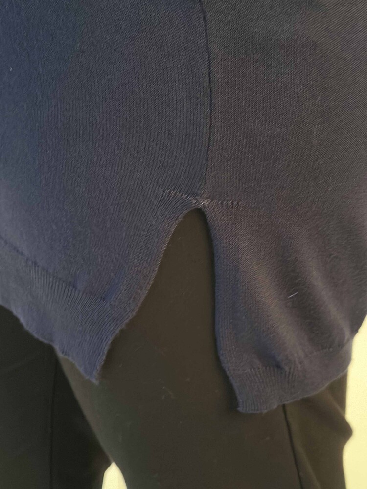 Pulover de tricotaje de damă cu ridicata cu detaliu de buzunar brodat cu piatră de cristal, bleumarin - 30602 | KAZEE - 6