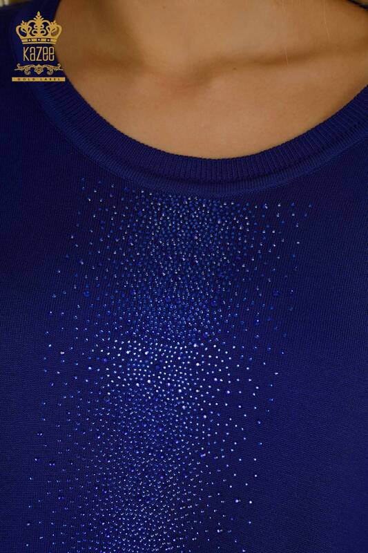 Pulover de tricotaj pentru damă cu ridicata - Cristal Brodat cu piatră - Saks - 30602 | KAZEE