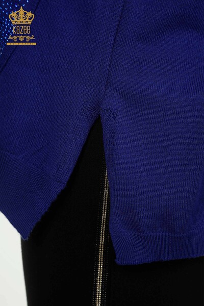 Pulover de tricotaj pentru damă cu ridicata - Cristal Brodat cu piatră - Saks - 30602 | KAZEE - Thumbnail