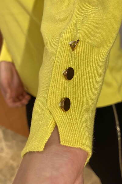 Tricotaj cu ridicata pentru femei Pulover cu guler înalt cu mâneci cu nasturi - 16130 | KAZEE - Thumbnail