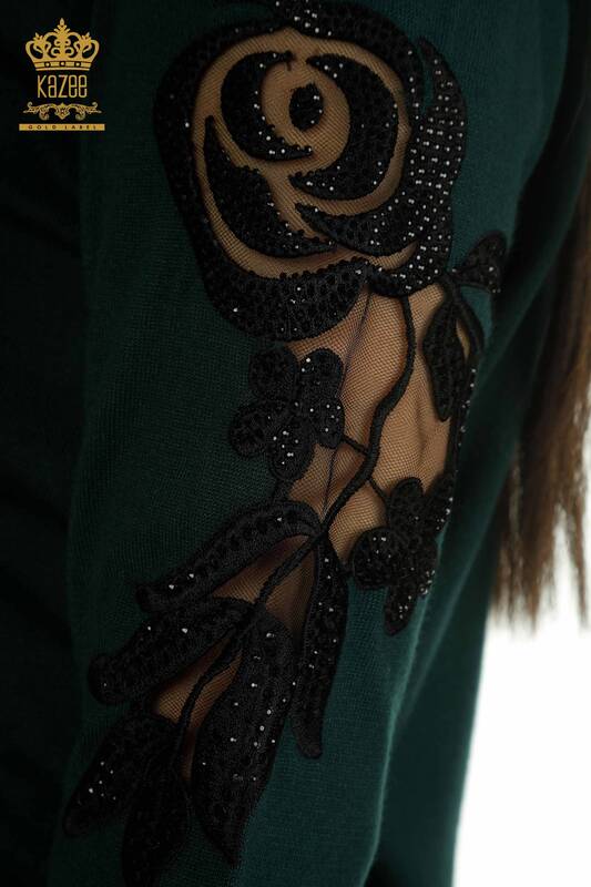En-gros Tricotaj pentru femei Pulover maneca Rose Detaliat Nefti - 15374 | KAZEE