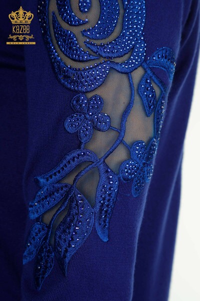 En-gros Tricotaj pentru femei Pulover mânecă Rose Detaliat Saks - 15374 | KAZEE - Thumbnail