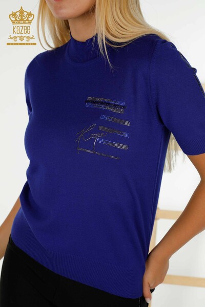 Pulover de tricotaje pentru femei cu ridicata - Cu Piatra Brodat - Saks - 30491 | KAZEE - 2