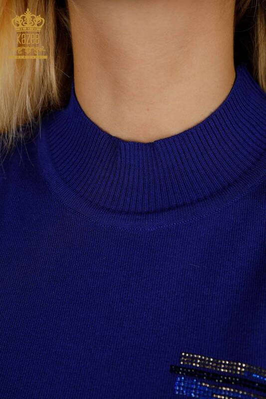 Pulover de tricotaje pentru femei cu ridicata - Cu Piatra Brodat - Saks - 30491 | KAZEE