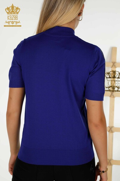 Pulover de tricotaje pentru femei cu ridicata - Cu Piatra Brodat - Saks - 30491 | KAZEE - 7