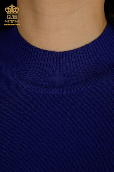 Pulover de tricotaje pentru femei cu ridicata - Brodat cu piatra - Saks - 30674 | KAZEE - Thumbnail