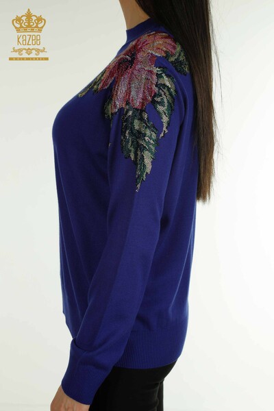 Tricotaj cu ridicata pentru femei Pulover - Umăr Detaliat flori - Saks - 30542 | KAZEE - Thumbnail
