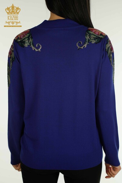 Tricotaj cu ridicata pentru femei Pulover - Umăr Detaliat flori - Saks - 30542 | KAZEE - Thumbnail