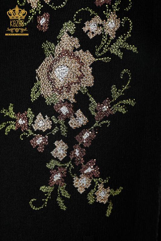 En-gros de damă tricotaje vestă scurtă floral brodat piatră - 16836 | KAZEE