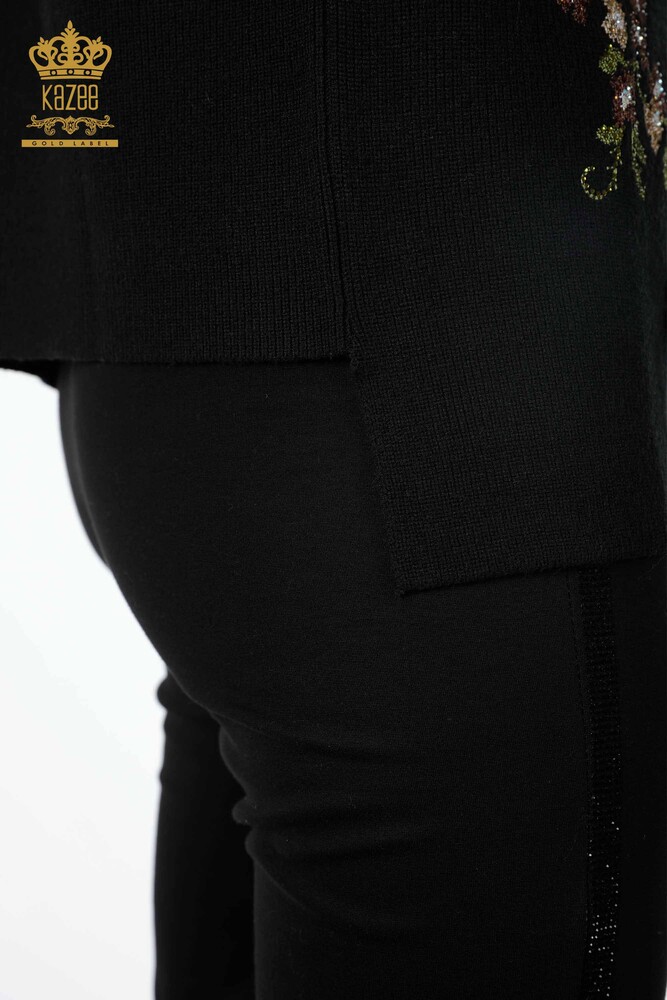 En-gros de damă tricotaje vestă scurtă floral brodat piatră - 16836 | KAZEE - 6