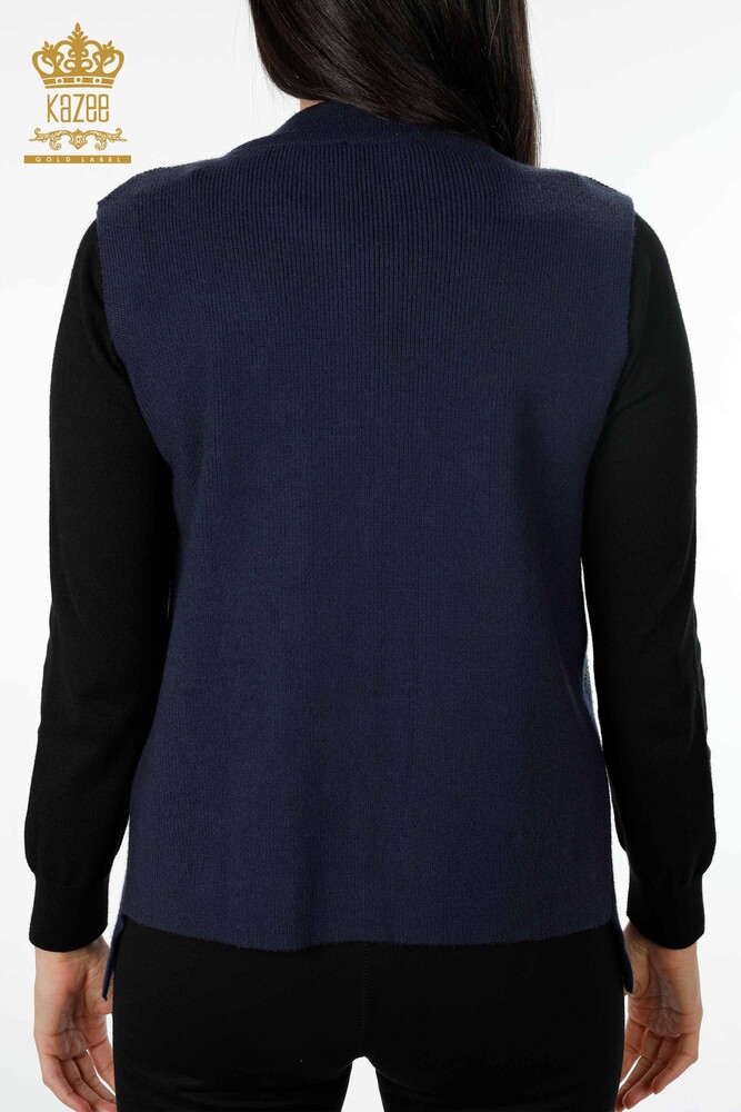 En-gros de damă tricotaje vestă scurtă floral brodat piatră - 16836 | KAZEE - 24