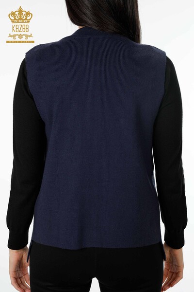 En-gros de damă tricotaje vestă scurtă floral brodat piatră - 16836 | KAZEE - 24