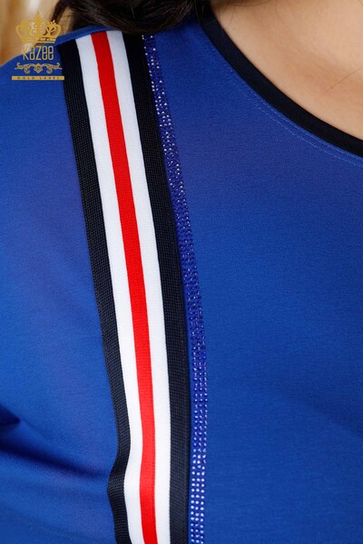 Comerț cu ridicata pentru femei tunică în dungi două culori Saks bleumarin - 77730 | KAZEE - Thumbnail