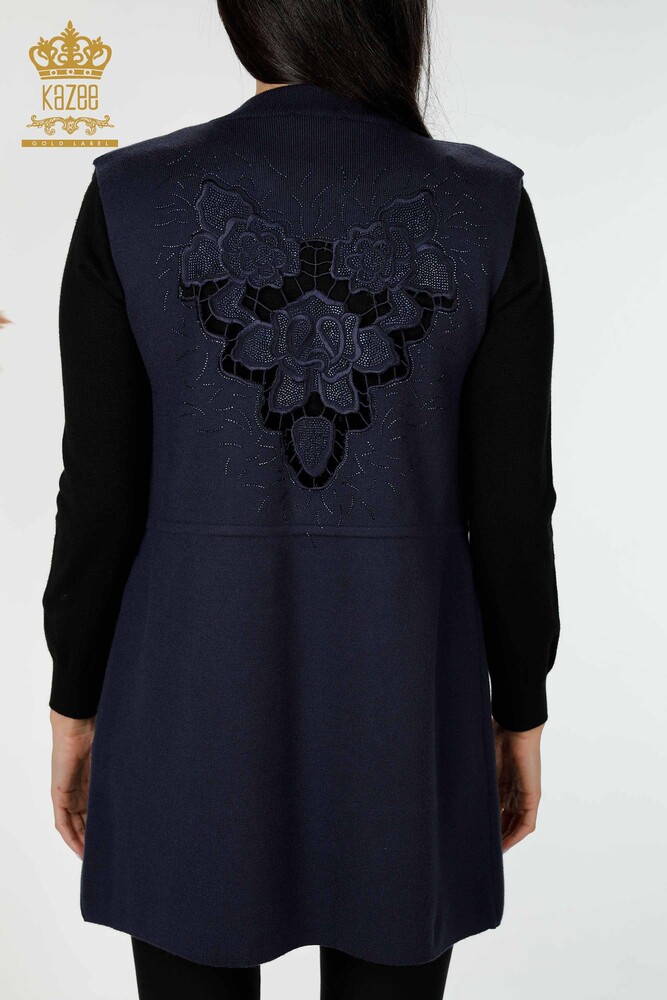 Vesta en-gros pentru femei cu piatra brodata bleumarin - 16830 | KAZEE - 7