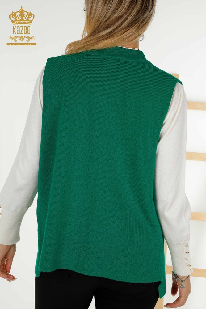 Vestă cu ridicata pentru femei Crystal Stone brodat verde - 30606 | KAZEE - 5