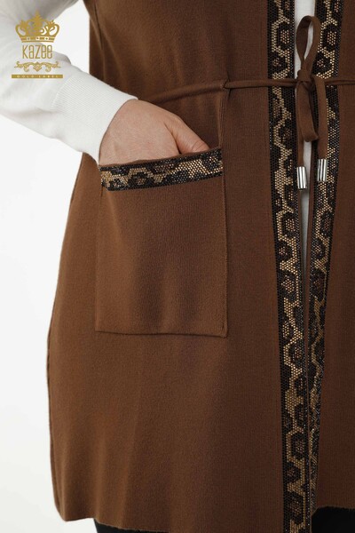 Vesta en-gros dama piatra leopard brodata maro - 30261 | KAZEE - Thumbnail