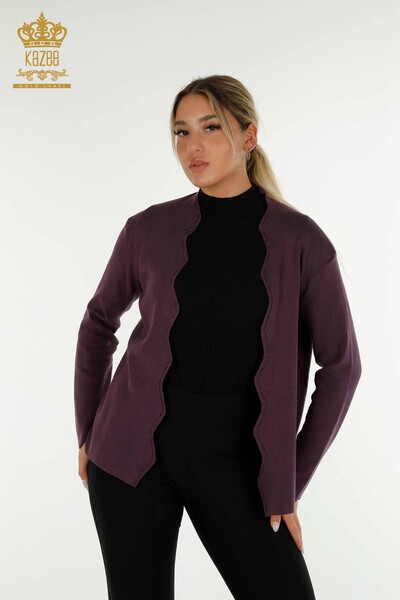 Vesta scurta de dama cu ridicata cu piatra brodata violet - 30274 | KAZEE - Thumbnail
