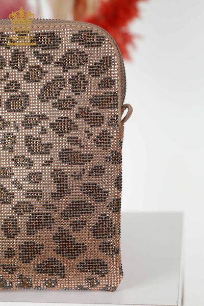 Geanta de dama cu ridicata din nurca brodata cu piatra leopard - 513 | KAZEE - Thumbnail