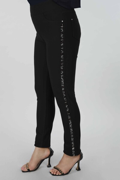 Pantaloni de damă cu ridicata cu buzunare cu dungi - 3327 | KAZEE - Thumbnail