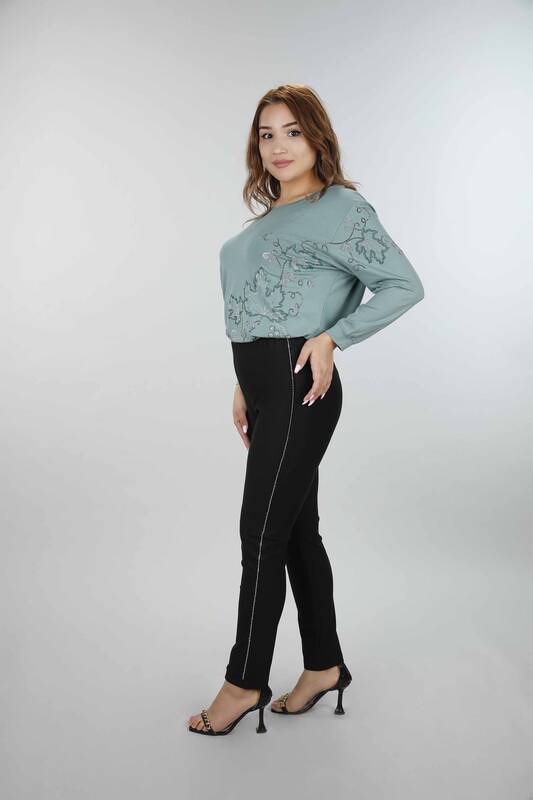 Pantaloni en-gros de damă cu buzunare Plus Size Stripe Detaliu - 3481 | KAZEE