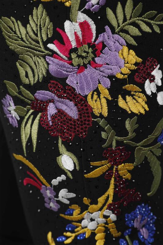 Pantaloni de damă cu ridicata Imprimeuri florale Pietre brodate - 3403 | kazee