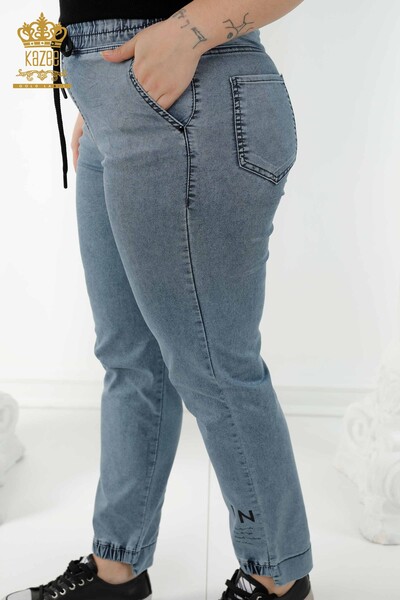 Pantaloni de damă cu ridicata cu talie elastică Bleumarin - 3676 | KAZEE - Thumbnail