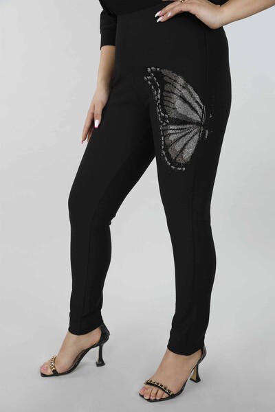 Pantaloni de damă cu ridicata Detaliu fluture Detaliu piatră - 3473 | Kazee - Thumbnail