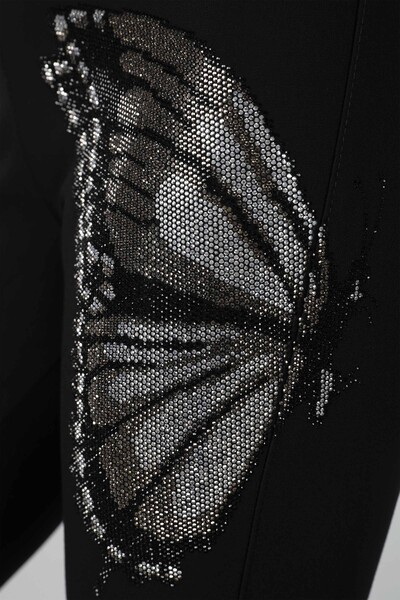 Pantaloni de damă cu ridicata Detaliu fluture Detaliu piatră - 3473 | Kazee - Thumbnail