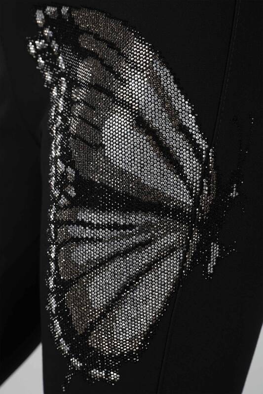 Pantaloni de damă cu ridicata Detaliu fluture Detaliu piatră - 3473 | Kazee