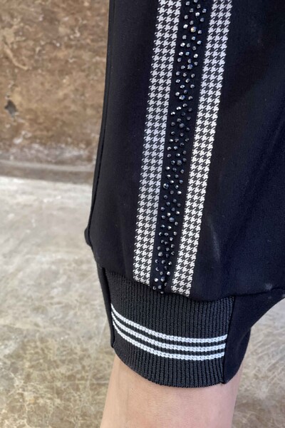 Pantaloni de damă cu ridicata cu curea elastică detaliată în talie - 3366 | kazee - Thumbnail