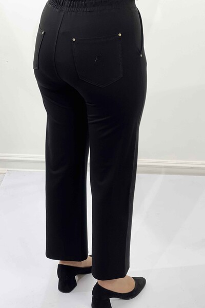 Pantaloni de damă cu ridicata cu buzunare din piele pentru picior tub - 3467 | KAZEE - Thumbnail