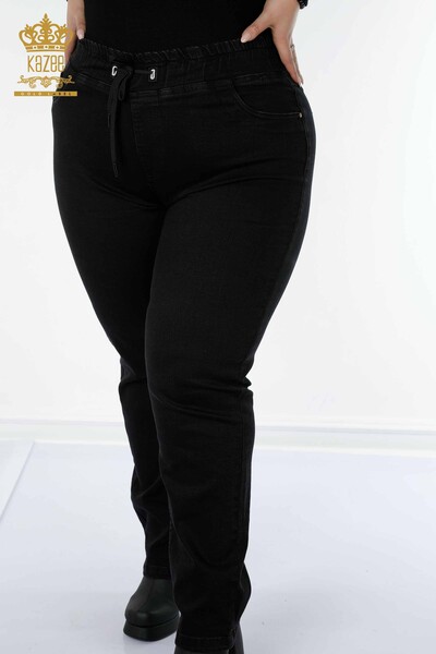 Pantaloni de damă cu ridicata negri cu buzunar - 3659 | KAZEE - Thumbnail