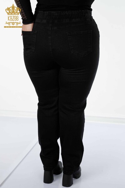 Pantaloni de damă cu ridicata negri cu buzunar - 3659 | KAZEE - Thumbnail
