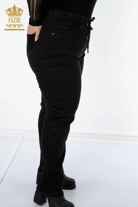 Pantaloni de damă cu ridicata negri cu buzunar - 3659 | KAZEE