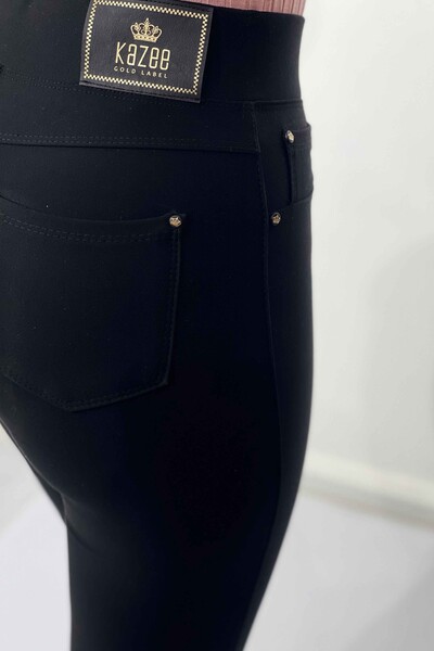 Pantaloni de damă cu ridicata cu broderie cu piatră - 3440 | KAZEE - Thumbnail
